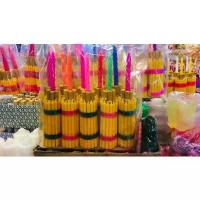 ราคา ธูปเทียนแพ เทียนแพไหว้ครู เทียนล้อมแบบตั้ง เทียนขมา ขนาดกลาง สูง 28 ซม. เทียนเกลียวใหญ่ 1 ถุง มี 10 ชุด คละสี ใช้สำหรับง (1732673299028870672)