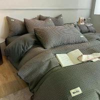 ราคา 4ชิ้น ชุดผ้าปู ผ้าปูที่นอน 5 ฟุตสีพื้น ชุดเครื่องนอนสีเขียวสีขาวสีฟ้าผ้าปูเตียงแผ่นวาฟเ ฟิลปลอกผ้านวมแ มปลอกหมอน5 ฟุต 6ฟุต ไม่มีผ้านวม (1731654281700935676)