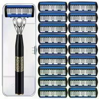 ราคา เครื่องโกนหนวดแบบแมนนวล 6 ชั้น สำหรับผู้ชาย พร้อมใบมีดที่ถอดเปลี่ยนได้ 6/12/18/24 ใบมีดสแตนเลส ด้ามจับสแตนเลสที่แม่นยำ เครื่องโกนหนวดแบบคลาสสิก มีดโกน ขน สําหรับ หมอออย ใบ มีดโกน dorco ของ แท้ (173199