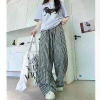 ราคา กางเกงลายตารางหมากรุกสำหรับผู้หญิง เอวสูง ขาตรง กางเกงยามาโมโตะ ใส่สบาย เดินได้ ลดน้ำหนัก สไตล์ย้อนยุค (1732455540109313077)