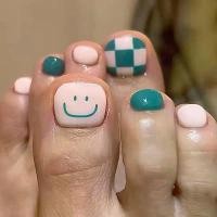 ราคา เล็บปลอม ดีไซน์กระดานหมากรุกสีเขียวทะเลสาบสด น่ารักและสวมใส่ได้ นิ้วเท้า สไตล์เล็บสด เล็บปลอม (1732229827668708210)