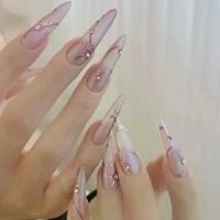 ราคา เล็บปลอม ทรงอัลมอนด์ ทรงคลื่นผิดปกติ สติ๊กเกอร์ติดเล็บ สไตล์เพชร ความยาวปานกลาง ทรงอัลมอนด์ 30 ชิ้น (1732293782669658423)