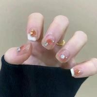 ราคา เล็บปลอม สไตล์ฝรั่งเศส สั้น สั้น เพชรเสา เศษไข่ ดีไซน์ 3 มิติ เล็บสวมใส่ได้ เคล็ดลับสำเร็จรูป (1732293728363448631)