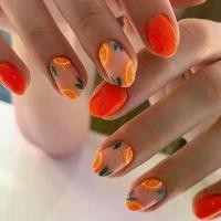 ราคา เพ้นท์เล็บสาว, สีส้มสดและสีแดง, สไตล์ฤดูร้อน, การออกแบบ Pomelo หวาน, เล็บปลอม, สไตล์ Ins, รูปไข่สั้น, เล็บสวมใส่ได้, ขายร้อน (1732302065967466807)