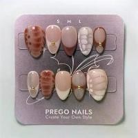 ราคา [รหัส F02] เล็บปลอม Handmade สีน้ำตาล ขาว ลายจระเข้ สายฝอ (1731719401196128137)