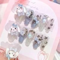 ราคา Cinnamoroll Babycinnamoroll น่ารัก โบว์ โบว์ สวม ความงามของเล็บ ความยาวเล็บ T สีขาว เล็บปลอม สติ๊กเกอร์ติดเล็บ นักเรียนหญิง (1729920279770728539)