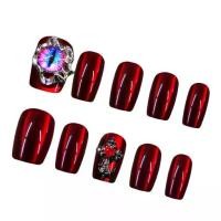 ราคา กดบนเล็บ สั้นและสี่เหลี่ยม ตาแมว สีไวน์ มันวาว เล็บปลอม 30 ชิ้น ดีไซน์ตาปีศาจและพลอยเทียม สำหรับผู้หญิง (1731835459771467848)