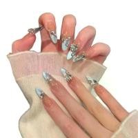 ราคา เล็บปลอม แฮนด์เมด ถอดออกและนำกลับมาใช้ใหม่ได้ ประดับพลอยเทียม ตาแมว สีฟ้าน้ำแข็ง (1732394721780597833)