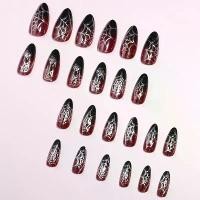 ราคา เล็บกดทับ, อัลมอนด์ฮาโลวีน, สีแดงเข้ม, สัมผัส 3 มิติ, ตกแต่งใยแมงมุมแมงมุมเงิน, ปกปิดเต็มรูปแบบ, เล็บปลอม, สำหรับผู้หญิง, เหมาะสำหรับวันหยุดและปาร์ตี้ฮาโลวีน, ตกแต่งเล็บ (1732531292852356491)