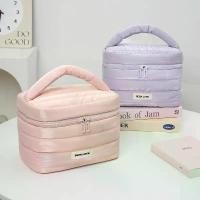 ราคา กระเป๋าเครื่องสำอาง กระเป๋าแต่งหน้าทรงตั้ง นุ่มนิ่ม มีหูจับ [KSO-1A] (1732546511827928081)