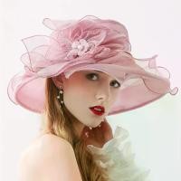 ราคา หมวกกันแดดปีกกว้าง พับได้ ประดับมุกและดอกไม้ Organza ป้องกันแสงแดด (1732388479478826773)
