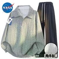 ราคา ชุดเสื้อสเวตเตอร์และกางเกงอินเทรนด์สำหรับผู้ชาย, การออกแบบความร่วมมือ NASA, สไตล์ลำลองอเมริกัน, ทรงหลวม, เหมาะสำหรับฤดูใบไม้ผลิและฤดูใบไม้ร่วง, ชุดสองชิ้น, เสื้อผ้าผู้ชาย (1732349833197291230)