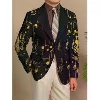 ราคา เสื้อผ้าผู้ชาย แฟชั่น สไตล์เรียบหรู ลายโน้ตดนตรี สูทชาย เหมาะสำหรับเยาวชน ชุดสูทเดี่ยวลำลอง และ เสื้อสูท (1731675552425019575)