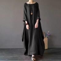 ราคา ชุดเดรสผ้าลินิน ผ้าฝ้าย สำหรับผู้หญิง ฤดูใบไม้ผลิและฤดูร้อน สไตล์ชาติพันธุ์ใหม่ พลัสไซส์ เสื้อผ้าผู้หญิง เดรสยาว ทรงหลวม สีทึบวรรณกรรม เสื้อคลุมผ้าลินิน (1732317078993996415)
