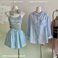 ราคา เสื้อฮู้ดลำลองมีฮู้ดฤดูร้อน, เสื้อผ้าผู้หญิง, Mint Manbo, กางเกงขาสั้นขากว้างทรงเอ, ชุดกันแดดสามชิ้น, เสื้อชั้นใน, [チーチー] (1732444123490125614)