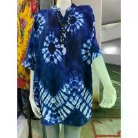 ราคา เสื้อ คอจีนวาย ผ้าสปัน พิมพ์ ลาย มัดย้อม มี สีน้ำ เงิน สกีน ลาย มัดย้อม ไซร้ ใหญ่ 50 นิ้ว ความยาว เสื้อ 29 นิ้ว ไซร้ สาวอวบ ใส่สบาย มาก ค่ะ ผ้า นิ่ม สีสดใส (1729729224193050865)