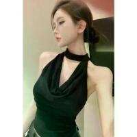 ราคา เสื้อกล้าม ร่างกาย เสื้อคอวีเซ็กซี่ คอวี เรียบหรู ผู้หญิง สลิมมิ่ง เสื้อยืดสั้น แขนกุด เปลือยหลัง สาวฮอต เสื้อชั้นในสีดำ (1732646608162686087)