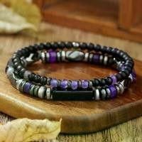 ราคา สร้อยข้อมือผู้ชาย, ระดับไฮเอนด์, หินดูกึ่งมีค่าธรรมชาติ, สีดำด้าน, หินสะท้อน, อเมทิสต์, สร้อยข้อมือทรงกระบอก, เครื่องประดับผู้ชาย, สีดำ (1732807789239174783)