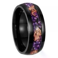 ราคา เครื่องประดับผู้ชาย มาใหม่ ฝังอเมทิสต์และฟอยล์สีทอง สีดำ ไม่ซีดจาง แหวนเหล็กไททาเนียมสูง โชคดีอย่างต่อเนื่อง cluster engagement ring แหวน เหล็กไหล (1731647754020160566)
