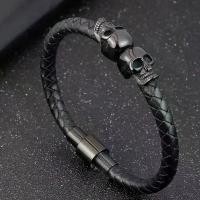 ราคา สร้อยข้อมือหนังถัก, เครื่องประดับผู้ชาย, สร้อยข้อมือสแตนเลส, สร้อยข้อมือหัวกะโหลกสุดเท่, สำหรับผู้ชาย, สร้อยข้อมือ (1731946653435070677)