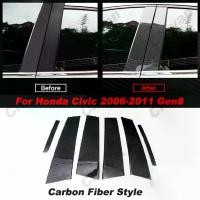ราคา ฝาครอบเสาประตูหน้าต่างรถยนต์, ชุด 6 ชิ้น, เสาประตู B C, สำหรับ Honda Civic Sedan FD 2006-2011, เอฟเฟกต์กระจกสีดำคาร์บอนไฟเบอร์มันวาว, ทำจากวัสดุ PC, สติ๊กเกอร์, อุปกรณ์จัดแต่งทรงผม (173260681087048220