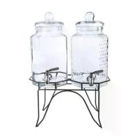 ราคา โถจ่ายน้ำหวานคู่ โหลแก้วจ่ายน้ำคู่ โหลแก้วจ่ายน้ำ โถแก้วคู่จ่ายน้ำมีก็อกพร้อมฐานตั้ง ขนาด 4 ลิตรต่อขวดโหล โถ ใส่ (1730017290779330967)