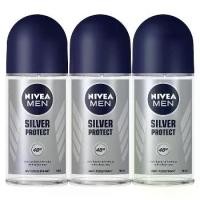 ราคา 1แพ็ค(3ขวด)NIVEA Men Silver Protect Roll On 50ml นีเวีย โรลออน ดีโอ เมน ซิลเวอร์ โพรเทค (1729995592268810364)