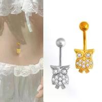 ราคา แหวนสะดือ ดีไซน์นกฮูกประดับเพทาย,belly wearing ring, โดนัท ที่ เจาะสะดือ, จิว สะดือ ก้านยาว,sexy (1732707327033443410)