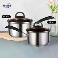 ราคา หม้อสแตนเลส,หม้อต้มนมสด หม้อมีหูหิ้ว พร้อมฝา มีด้ามกันความร้อน 16/18cm หม้อต้มนม หม้อโจ๊ก กระทะเหล็ก หม้อต้มมาม่า หม้อด้ามจับพร้อมฝา ใช้ได้ทุกเตา หม้อซุปสแตนเลส หม้อสแตนเลส มีข (1731898562991326221)