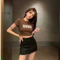 ราคา เสื้อครอป Y2K สำหรับผู้หญิง แฟชั่นไทย ชุดลำลอง 2023 (1729800598132132255)