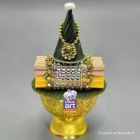 ราคา ธูปเทียนแพจิ๋ว+กรวยกระทงเจิม สำหรับวางหิ้งเล็ก สินค้าไทย งานปราณีต | ไหว้พระ พานบูชา พานขมา แนะนำ (1732059728315319343)