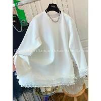 ราคา เสื้อเชิ้ตฐานตัดแต่งลูกไม้สีขาวและสีดำมีสไตล์สุดๆ เสื้อยืดแขนยาวผู้หญิง เสื้อหลวม ฤดูใบไม้ผลิ 2023 มาใหม่ สียีนส์ winter bodysuit กราม ปาด ไหล่ กากเพชร ปกคอ ปลอม (1731466964764296798)