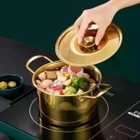 ราคา เครื่องครัวสแตนเลส หม้อราเมนเกาหลี หูหิ้วคู่ พร้อมฝาปิด หม้อตุ๋น กันสนิม หม้อทำซุปทอง เหมาะสำหรับโจ๊ก [COD] (1732440744625603896)