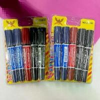 ราคา (ยกโหล 12 แพ็ค) No.2109 ปากกาเคมี ปากกาไวท์บอร์ด ปากกาเมจิก มีสองหัว สีชัดคุณภาพดี หนึ่งแพคมี 5 แท่ง 3 สีทั้งหมด 12 แพ็ค (1731966365558670690)