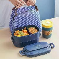 ราคา กล่องข้าวอุ่นได้ไร้สาย ปิ่นโตห่อข้าวไปทํางาน กล่องอาหารกลางวันหลายชั้นแบบพกพา พร้อมช้อนและส้อม สไตล์ญี่ปุ่น ภาชนะใส่อาหารทรงสี่เหลี่ยม ไมโครเวฟได้ สีทึบ เหมาะสำหรับผู้หญิง กล่องเก็บอาหาร (173145340850