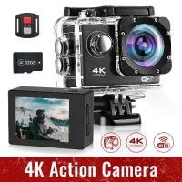 ราคา Action Camera 4K 30fps HD WIFI Camera, Ultra Wide Angle Portable Waterproof Action Camera, with Remote Control and Kit Accessories Thanksgiving Christmas Gift (1733223635752683123)