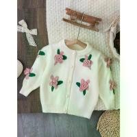 ราคา Christmas Girls' Cute Autumn Winter Knit Set with Embroidered 3D Flowers, Round Neck Cardigan and Knit Skirt for Outdoor Vacation Camping Travel, Best Holiday Gift for Girls LJJ202-1265 (1733380234777