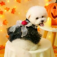 ราคา 2025 Autumn Winter Halloween Pet Clothes Dog Clothes Cat Clothes Casual Outfits Black Velvet Rose Dress (1733325940206765182)