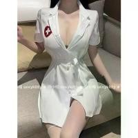 ราคา 2025 Nurse Sister! Sexy Little Nurse Costume Cosplay Uniform Pure Desire Style Deep V Dress Halloween Costume (1733077846963881884)