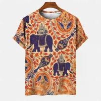 ราคา เสื้อยืดผู้ชาย เสื้อเชิ้ตลายช้าง 2025 เสื้อยืด Songkran ใหม่ คอกลม แขนสั้น ลายช้าง คอกลม (1732282328869537719)