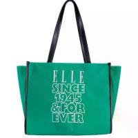 ราคา ELLE TOTE BAG ( ใบใหญ่ ) ผ้าไนลอน Trim หนังแท้ 100% 80 YEARS ANNIVERSARY มี 2 สี WEH7412 (1732877005080069309)