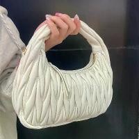 ราคา 50% OFF2025 Miu Crescent Bag Wrinkled Genuine Leather Dumpling Cloud Underarm Hobo Handheld Shoulder Crossbody High-End Evening Bag (1733294604243862545)