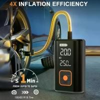 ราคา Portable Tire Inflator Air Compressor, Car Tire Pump with Digital Pressure Gauge, 150PSI Rechargeable Battery, LED Light, Suitable for Cars, Motorcycles, Bicycles, etc.Cordless Bike Tire Pump, Black (