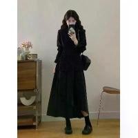 ราคา **Black two-piece dress with lace trim, plus size, Korean style, suitable for special occasions** (1733438206082451057)