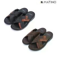ราคา [พร้อมส่ง] MATINO PLAY รองเท้าแตะชายหนังแท้ รุ่น MC/T 52062 - BLACK/BROWN (1733321049886852105)