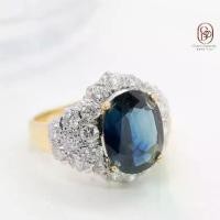 ราคา Blue Sapphire Ring แหวนไพลินล้อมเพชร (1732922048525010445)