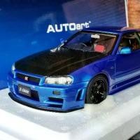 ราคา โมเดลรถR34 1/18 โมเดลรถR34GTR โมเดลรถ Nissan skyline R34 GT-R nismo z tune Babyside Blue Carbon Autoart 77460 scale 1:18 ราคา ok โมเดลรถของขวัญ (1733086516206077319)