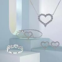 ราคา S925 Sterling Silver Jewelry Set Heart Pendant Necklace Bracelet Earrings Ring Women Moissanite Jewelry (1733430670327448874)