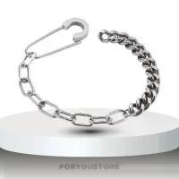 ราคา 【COD】 Foryou สร้อยข้อมือสแตนเลสแท้ กำไลสแตนเลสแท้ PIN Chain Bracelet (1733372445799777585)