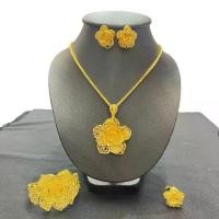 ราคา Certified ProductsAccessories Thai costume jewelry, openwork flower pattern, Pikun flower, necklace + earrings + bracelet + ring (1732959995217741289)